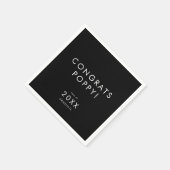 Serviette En Papier Chic Dark Black Congrats Graduate Name Graduate (Coin)