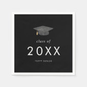 Serviette En Papier Chic Dark Black Grad Classe Casquette de 2025 Grad (Devant)