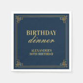 Serviette En Papier Chic Dinner Navy Gold Gatsby Art deco Frame  (Devant)