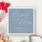 Serviette En Papier Chic Dusty Bleu & Blanc Heureux Jamais Après Maria