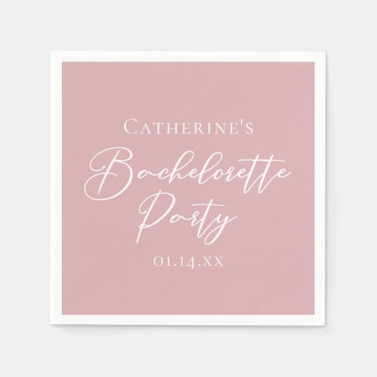 Serviette En Papier Chic Dusty Rose Pink Bachelorette Party (Devant)