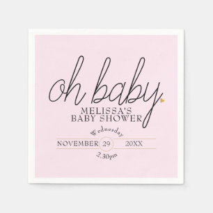 Serviette En Papier Chic écriture cœur doré bébé fille douche oh bébé