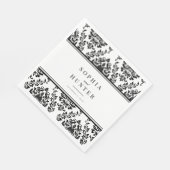 Serviette En Papier Chic Elegant Black White Mariage damassé (Coin)