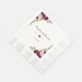 Serviette En Papier Chic Elegant Bourgogne Marsala Floral Mariage (Coin)