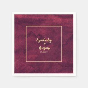 Serviette En Papier Chic Elegant Burgundy Aquarelle