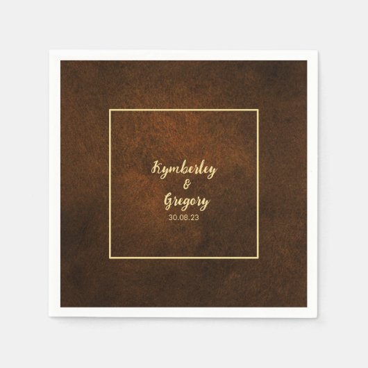 Serviette En Papier Chic Elegant Dark Brown texturé (Devant)