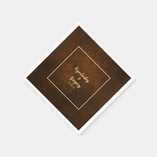 Serviette En Papier Chic Elegant Dark Brown texturé (Coin)