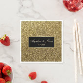 Serviette En Papier Chic Elegant Luxe Parties scintillant noir et or M (En situation)