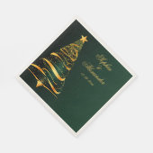 Serviette En Papier Chic élégant Mariage d'arbre de Noël doré (Coin)