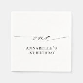 Serviette En Papier Chic Elegant Minimaliste Premier Anniversaire (Devant)