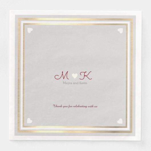 Serviette En Papier Chic Elegant monogramme marié célébration réceptio (Devant)