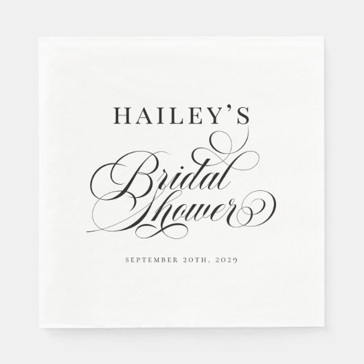 Serviette En Papier Chic Elegant Personalized Bridal Shower (Devant)