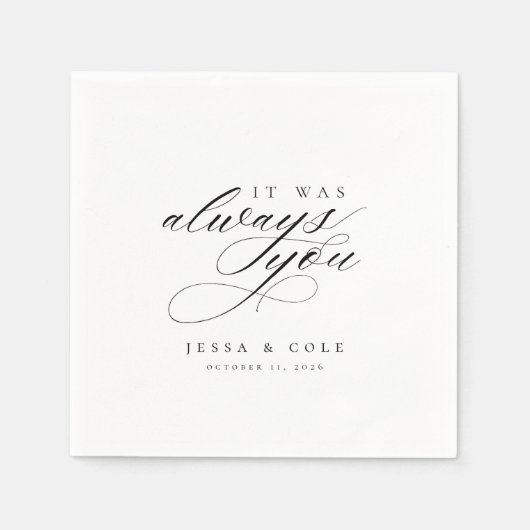 Serviette En Papier Chic Élégant Script romantique Mariage personnalis (Devant)