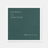 Serviette En Papier Chic Emerald Green Blanc Mariage simple serviettes (Devant)