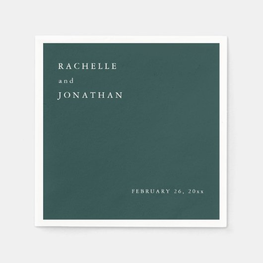 Serviette En Papier Chic Emerald Green Blanc Mariage simple serviettes (Devant)