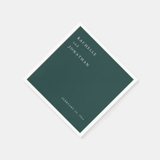 Serviette En Papier Chic Emerald Green Blanc Mariage simple serviettes (Coin)