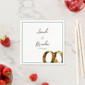 Serviette En Papier Chic Emerald Green Gold Rings Wedding (En situation)