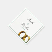 Serviette En Papier Chic Emerald Green Gold Rings Wedding (Coin)