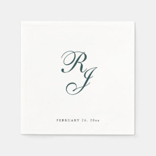 Serviette En Papier Chic Emerald Green Monogram Mariage serviettes