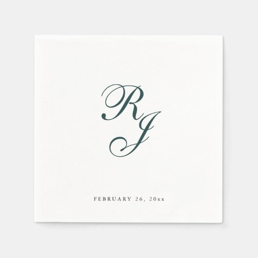 Serviette En Papier Chic Emerald Green Monogram Mariage serviettes (Devant)