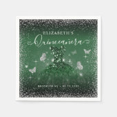 Serviette En Papier Chic Emerald Green Parties scintillant Argent Gown (Devant)