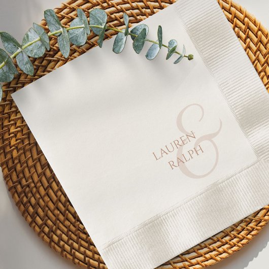 Serviette En Papier Chic et élégant Mariage de script ocre beige
