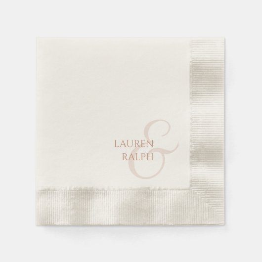 Serviette En Papier Chic et élégant Mariage de script ocre beige (Devant)