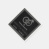 Serviette En Papier Chic Faux Argent Huile Monogramme Mariage Cercles (Coin)