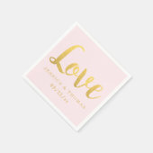 Serviette En Papier Chic Faux Gold Foil & Blush Pink Love Mariage (Coin)