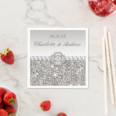 Serviette En Papier Chic Faux Séquins Argent Diamants Mariage (En situation)