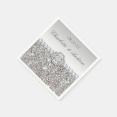 Serviette En Papier Chic Faux Séquins Argent Diamants Mariage (Coin)