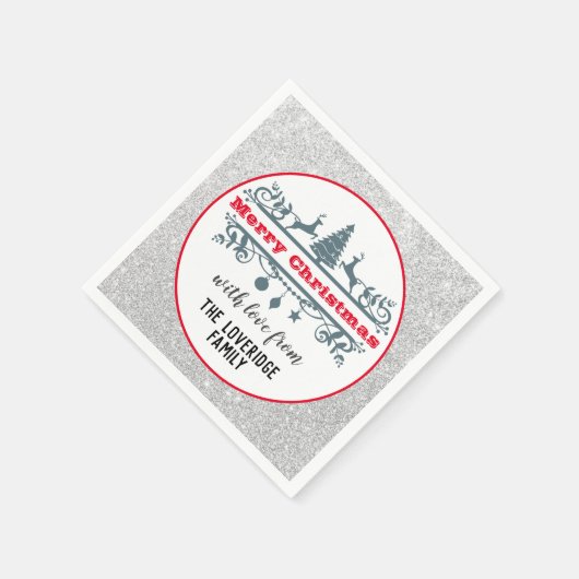 Serviette En Papier Chic & Festive Rouge Joyeux Noël Parties scintilla (Coin)