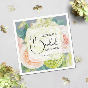 Serviette En Papier Chic Fleurs Aquarelle Bleu Poussiéreux pour Mariag
