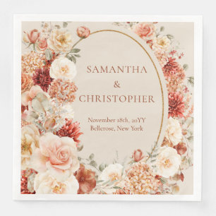 Serviette En Papier Chic fleurs d'aquarelle couleurs automne couleur c