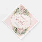 Serviette En Papier Chic Fleurs Rose Fard Aquarelle Mariage (Coin)