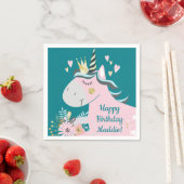 Serviette En Papier Chic Floral Magical Unicorn Fille fête d'anniversa (En situation)
