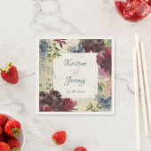 Serviette En Papier Chic Floral Marsala Rose Aquarelle Mariage or (En situation)