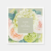 Serviette En Papier Chic Floraux Aquarelles Sage Green Napkins (Devant)