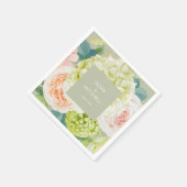 Serviette En Papier Chic Floraux Aquarelles Sage Green Napkins (Coin)