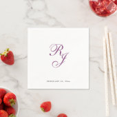 Serviette En Papier Chic framboise Monogram Mariage serviettes (En situation)