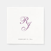 Serviette En Papier Chic framboise Monogram Mariage serviettes (Devant)