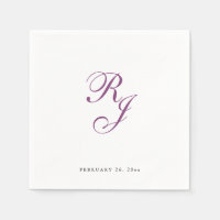 Chic framboise Monogram Mariage serviettes