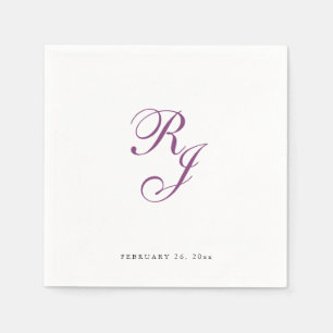 Serviette En Papier Chic framboise Monogram Mariage serviettes