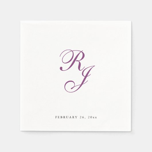 Serviette En Papier Chic framboise Monogram Mariage serviettes (Devant)