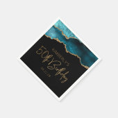 Serviette En Papier Chic Géode d'agate Bleu Sarcelle Or 50e Anniversai (Coin)