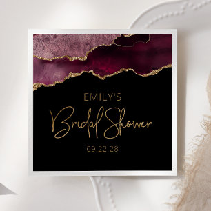 Serviette En Papier Chic Géode d'agate Bordeaux Or Enterrement de Vie