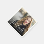 Serviette En Papier Chic Girly Hand Lettré Script Photo Graduation (Coin)