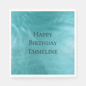 Serviette En Papier Chic Glam Girly Aqua bleu turquoise Anniversaire (Devant)