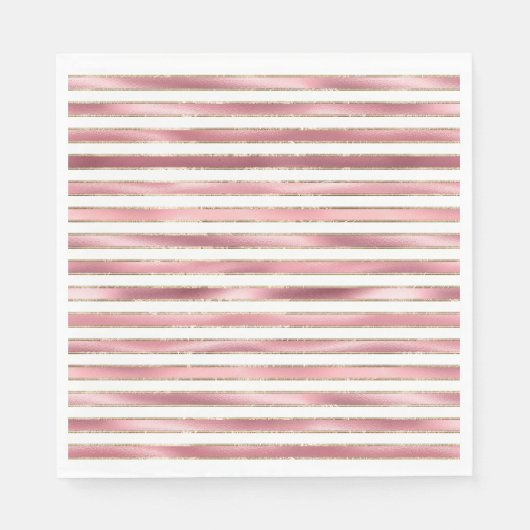 Serviette En Papier Chic Glam rose rayures blanches (Devant)