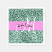 Serviette En Papier Chic Glam rose Vert Parties scintillant Étincelle  (Devant)